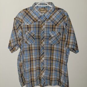 Wrangler Western Fashion Pearl Snap Shirt Button Up Men's Size 3XL Plaid